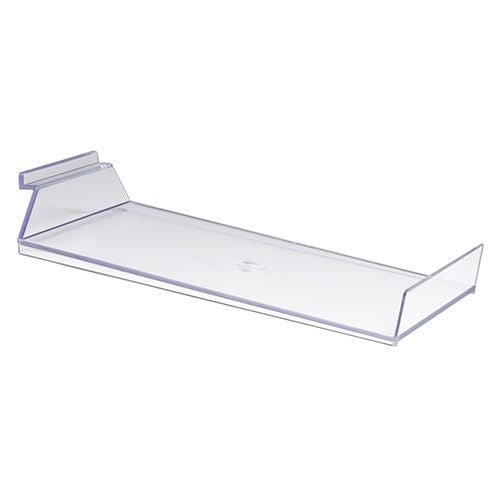 Tablette acrylique inclinée pour casquettes 7" x 12" pour panneau rainuré, acrylique - Tablettes en acrylique - Mobico Canada