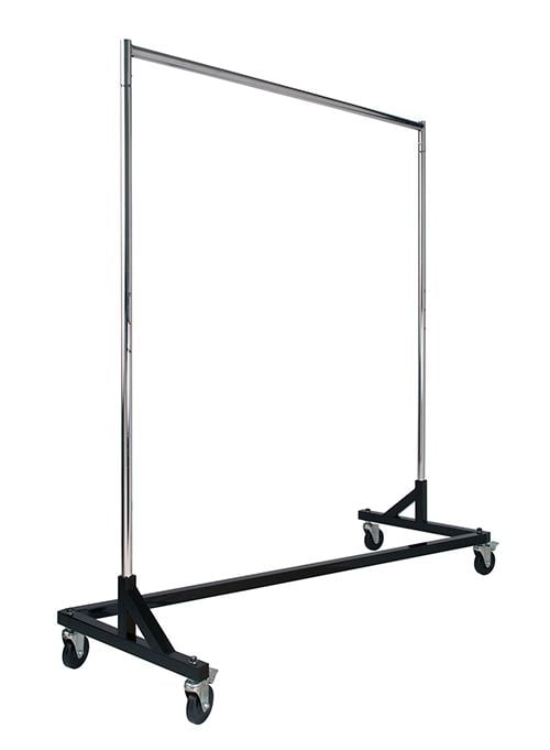 Porte vêtement en ''Z'' chrome, base noire - Porte vêtement - Mobico Canada