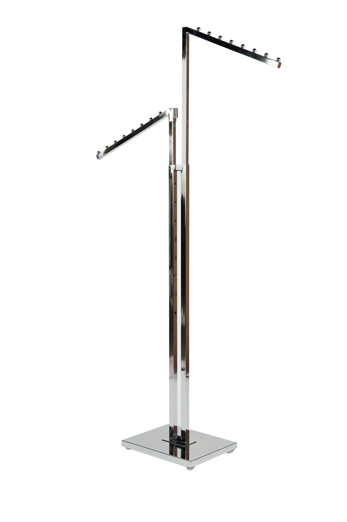 Porte vêtement 2 bras avec bras cascades tube carré chrome - Présentoirs pour vos événements - Mobico Canada