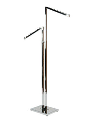 Porte vêtement 2 bras avec bras cascades tube carré chrome - Présentoirs pour vos événements - Mobico Canada