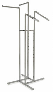 Porte vêtement 4 bras avec 2 cascades, 2 bras droits, CHROME - Présentoirs pour vos événements - Mobico Canada