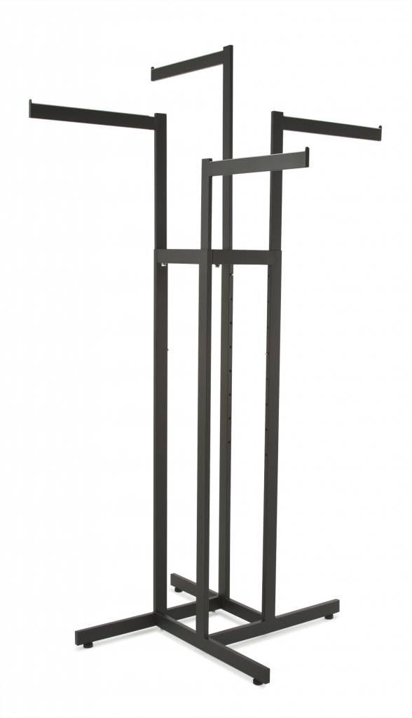 Porte vêtement 4 bras droits tube rectangulaire, NOIR - Présentoirs pour vos événements - Mobico Canada