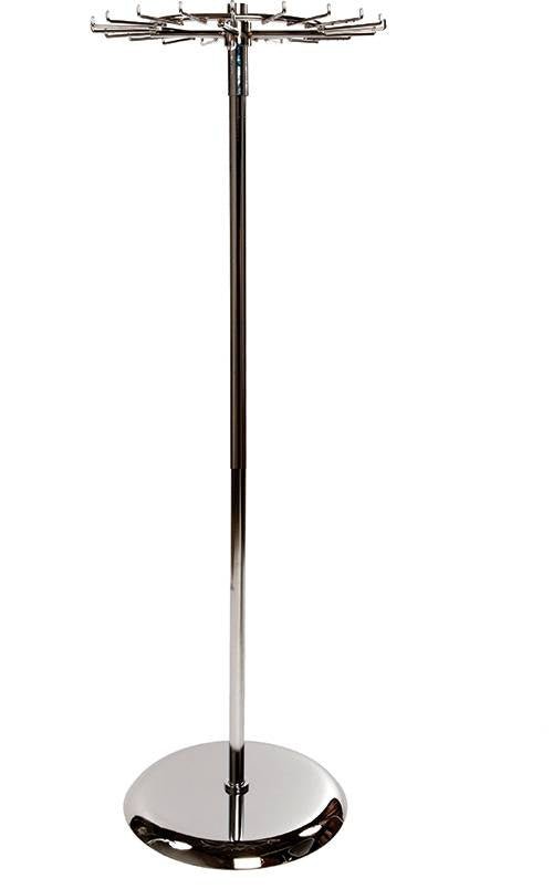 Présentoir pivotant à ceintures 20 crochets, 18" diamètre, 52"H chrome - Présentoirs pour vos événements - Mobico Canada