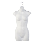 Torse femme 30 ½’’H à suspendre, plastique moulé, dos creux - Présentoirs pour vos événements - Mobico Canada