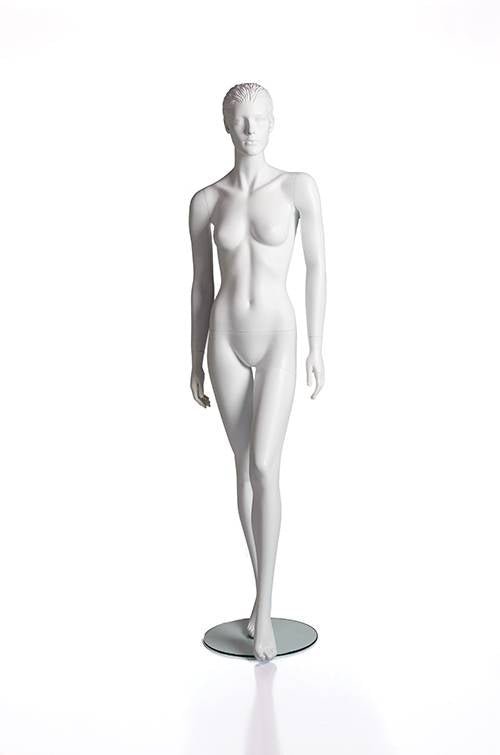 Mannequin femme avec visage et cheveux moulés, blanc mat, fibre de verre - Mannequin femme - Mobico Canada