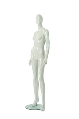 Female mannequin abstract face, glossy white fiberglass