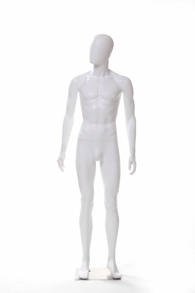 Mannequin homme en plastique blanc mat, tête d’œuf - Présentoirs pour vos événements - Mobico Canada