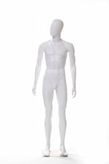Mannequin homme en plastique blanc mat, tête d’œuf
