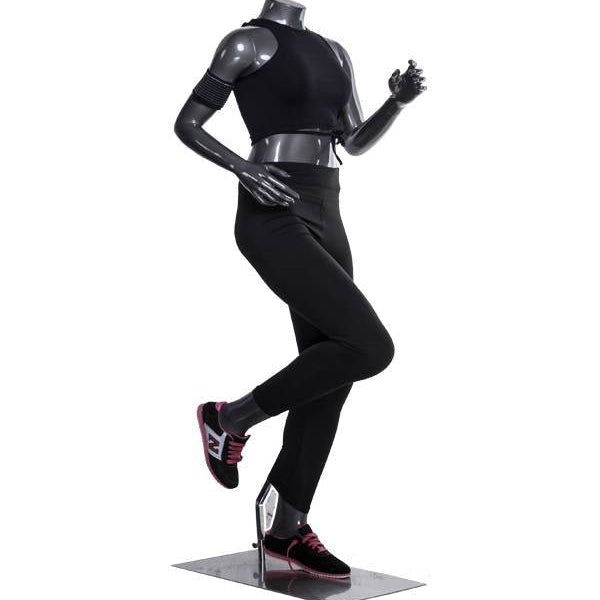 Mannequin femme coureuse sans tête, fibre de verre gris lustré - Mannequin femme - Mobico Canada