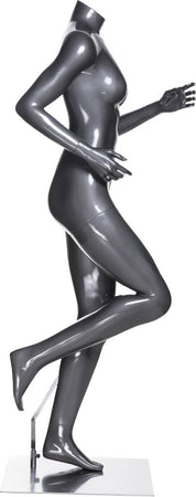 Mannequin femme coureuse sans tête, fibre de verre gris lustré - Mannequin femme - Mobico Canada