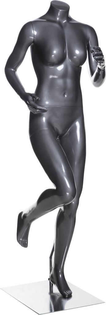 Mannequin femme coureuse sans tête, fibre de verre gris lustré - Mannequin femme - Mobico Canada
