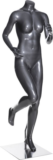 Mannequin femme coureuse sans tête, fibre de verre gris lustré - Mannequin femme - Mobico Canada