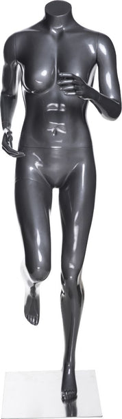 Mannequin femme coureuse sans tête, fibre de verre gris lustré - Mannequin femme - Mobico Canada