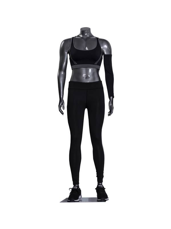 Mannequin femme musclée sans tête, fibre de verre gris lustré - Mannequin femme - Mobico Canada