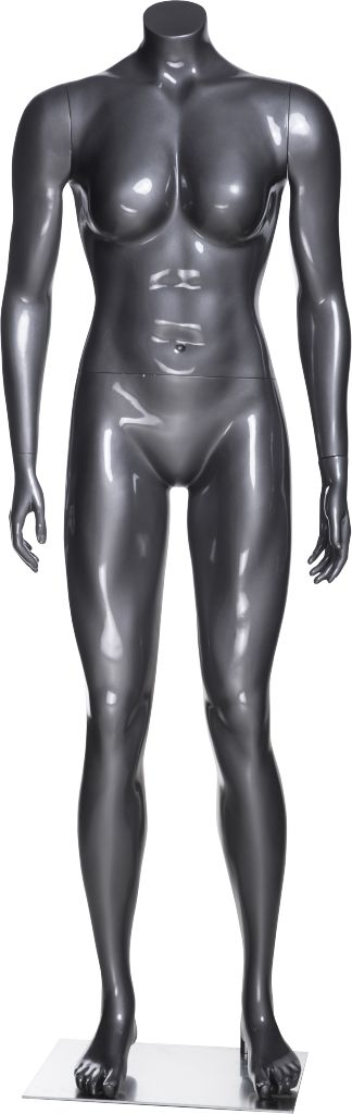 Mannequin femme musclée sans tête, fibre de verre gris lustré - Mannequin femme - Mobico Canada