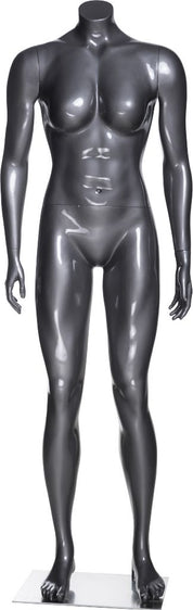 Mannequin femme musclée sans tête, fibre de verre gris lustré - Mannequin femme - Mobico Canada