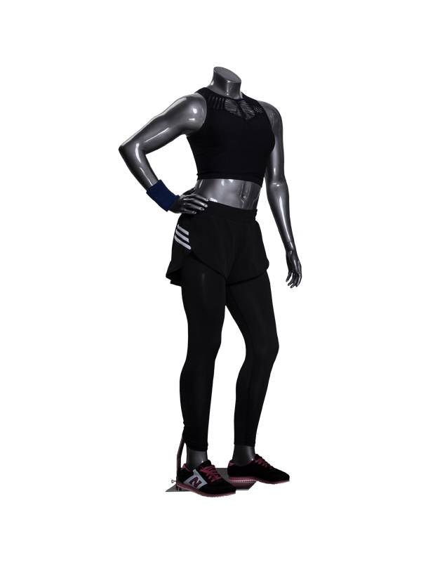 Mannequin femme sportive sans tête, fibre de verre gris lustré - Mannequin femme - Mobico Canada