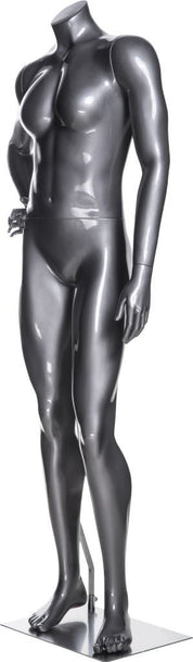 Mannequin femme sportive sans tête, fibre de verre gris lustré - Mannequin femme - Mobico Canada