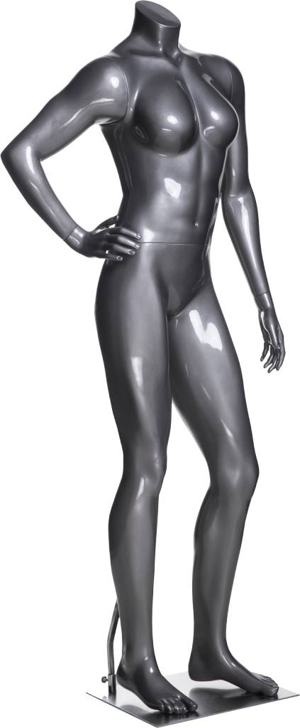 Mannequin femme sportive sans tête, fibre de verre gris lustré - Mannequin femme - Mobico Canada