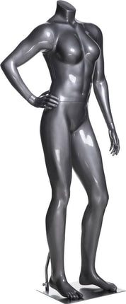 Mannequin femme sportive sans tête, fibre de verre gris lustré - Mannequin femme - Mobico Canada