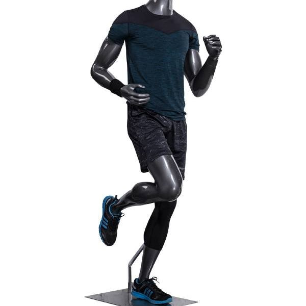 Mannequin homme coureur sans tête, fibre de verre gris lustré - Mannequin homme - Mobico Canada
