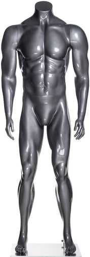Mannequin homme musclé sans tête, fibre de verre gris lustré - Mannequin homme - Mobico Canada