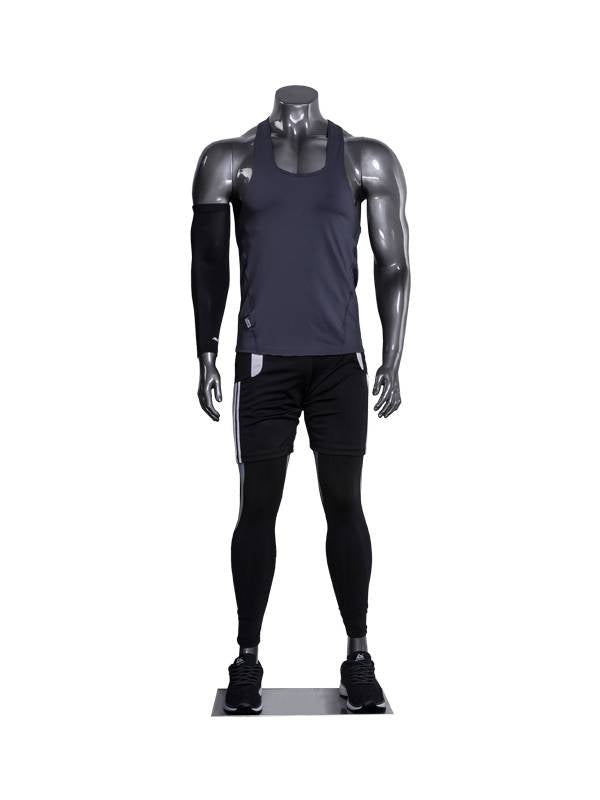 Mannequin homme musclé sans tête, fibre de verre gris lustré - Mannequin homme - Mobico Canada