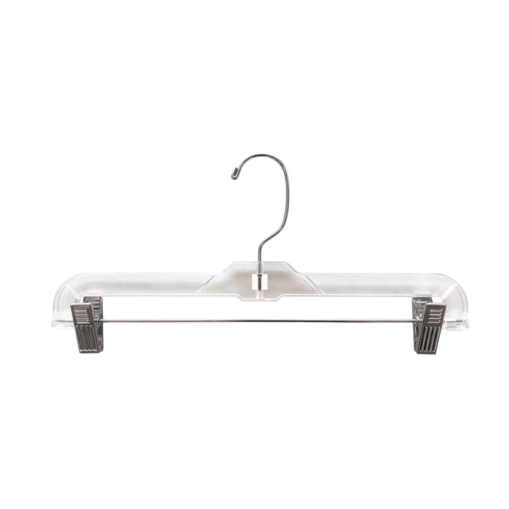 Cintres en plastique transparent pour pantalons avec pinces de métal