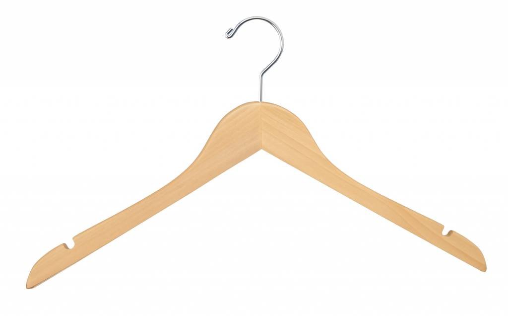 Cintre en bois naturel 17'' à chemise et blouse - Boîte 100 - Boutique de golf - Mobico Canada