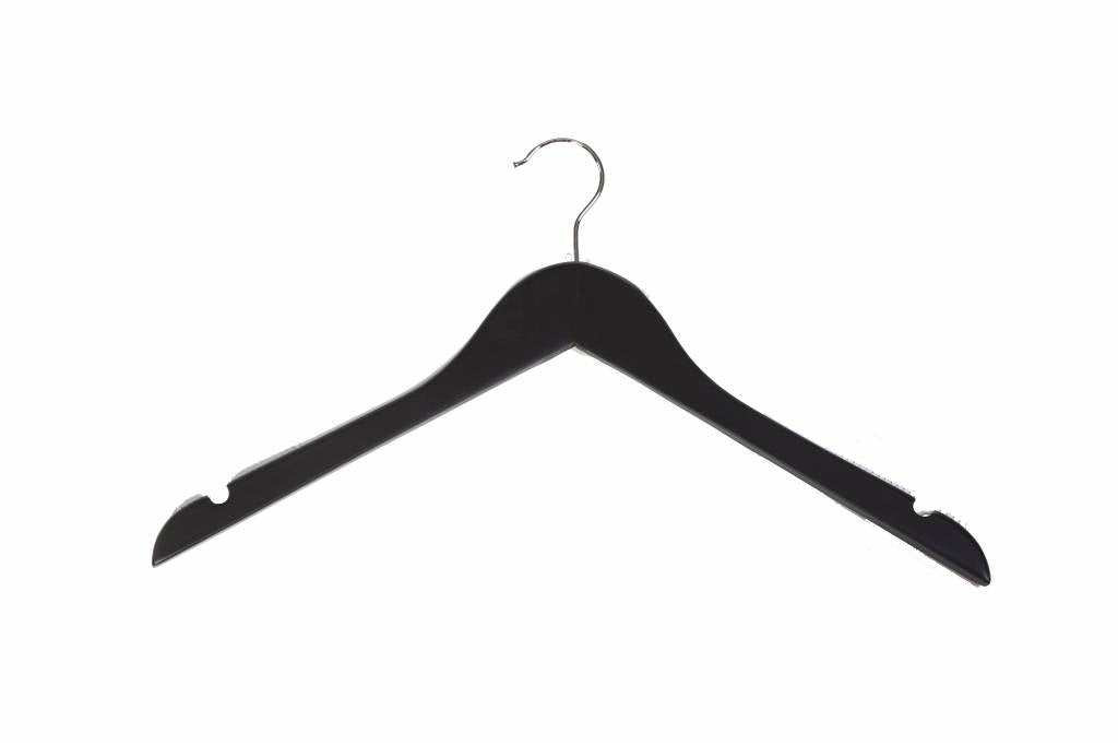 Cintre en bois noir mat 17'' à chemise et blouse - Boîte 100 - Boutique de golf - Mobico Canada