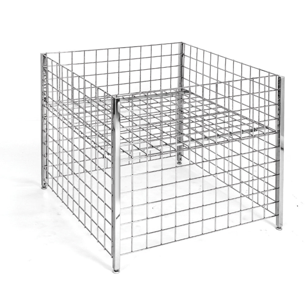 Panier, présentoir de promotion 36'' x 36'' x 33''H - Chrome, noir et blanc - Boutique de golf - Mobico Canada