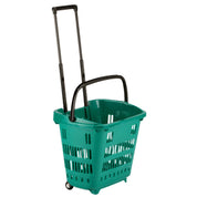 34-liter shopping basket with wheels and extendable handle