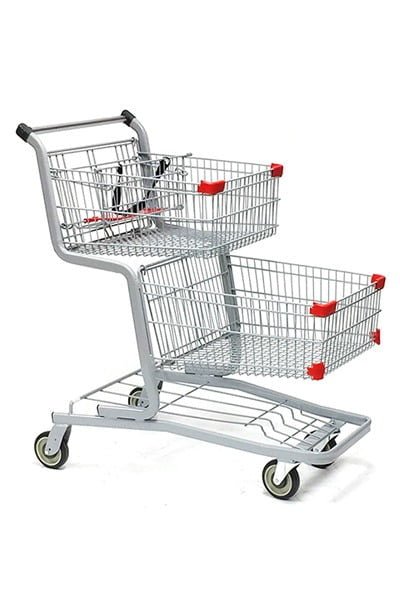 Grand chariot de magasinage gris - 2 paniers - (42 ½ x 24 x 43 ¾ po.) - Mobico Canada