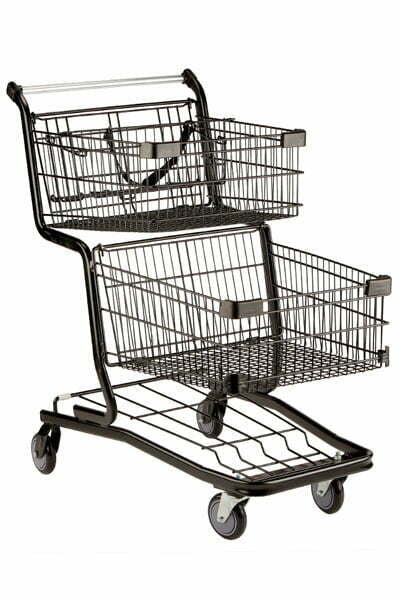 Grand chariot de magasinage noir - 2 paniers - (42 ½ x 24 x 43 ¾ po.) - Mobico Canada