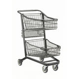 Chariot express deux paniers avec coins ronds et compartiment arrière