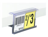 Price tag holder, clear molding, 1.25 in H x 2.5 in for plain shelf