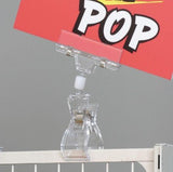 Acrylic sign holder clear  with spring clamp, 4"H