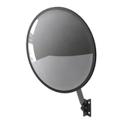 Miroir convexe intérieur en acrylique avec cadre noir et support métallique orientable pour installation murale ou plafond.