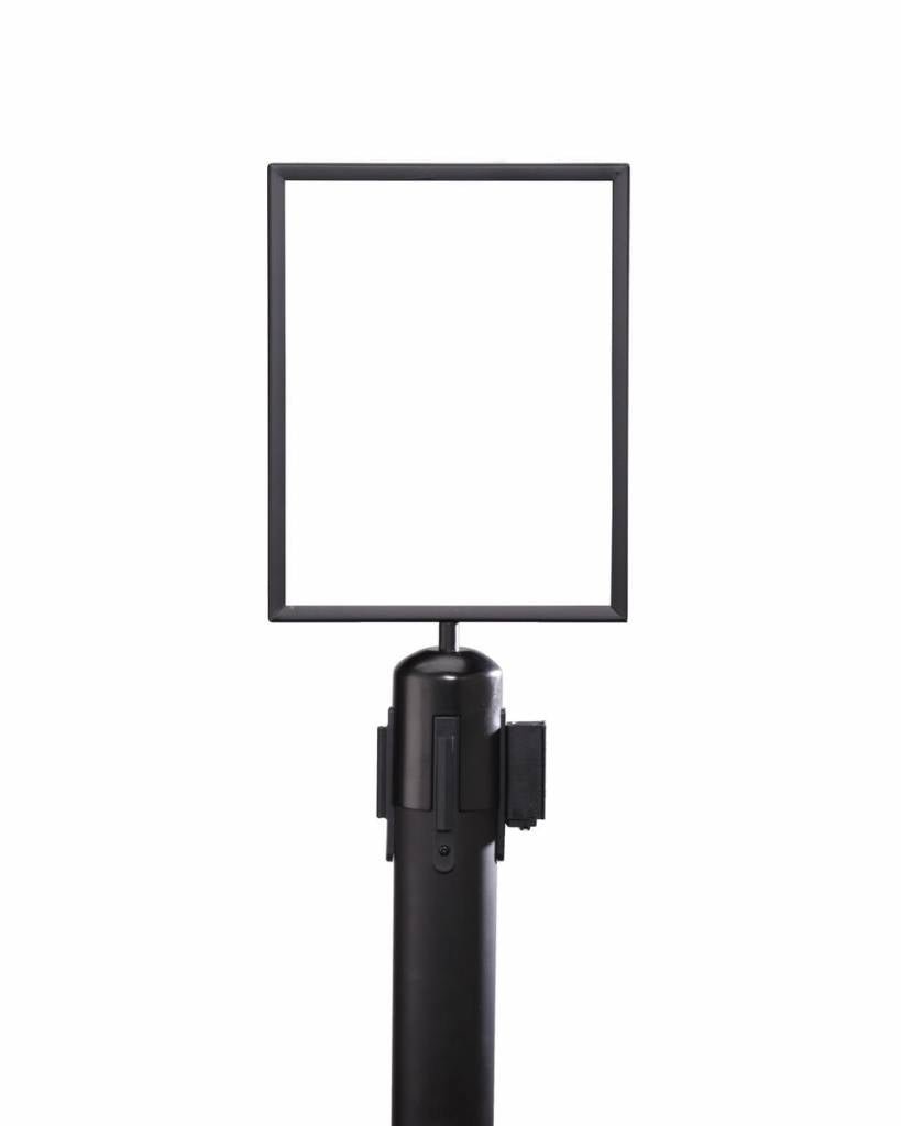 Porte affiche 8.5" x 11"H noir mat pour poteau à ruban rétractable - Pharmacie - Mobico Canada