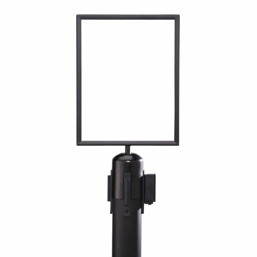 Porte affiche 8.5" x 11"H noir mat pour poteau à ruban rétractable - Pharmacie - Mobico Canada