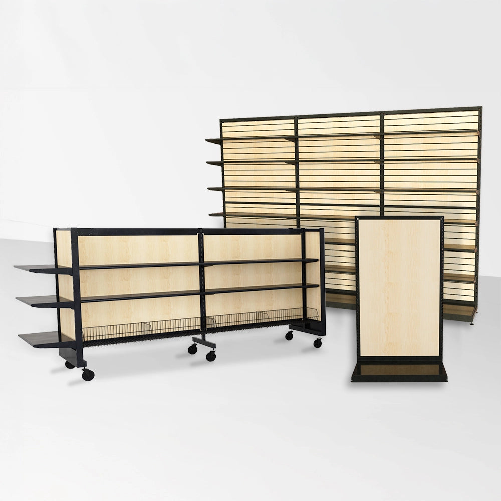 etagere commerciale gondole murale et ilot de magasin