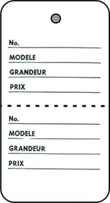 2 parts tag FRENCH 1.75" x 2.88"H