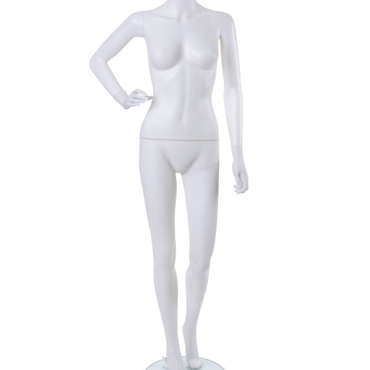 Mannequin femme en plastique blanc mat - Main sur la hanche - Présentoirs pour vos événements - Mobico Canada