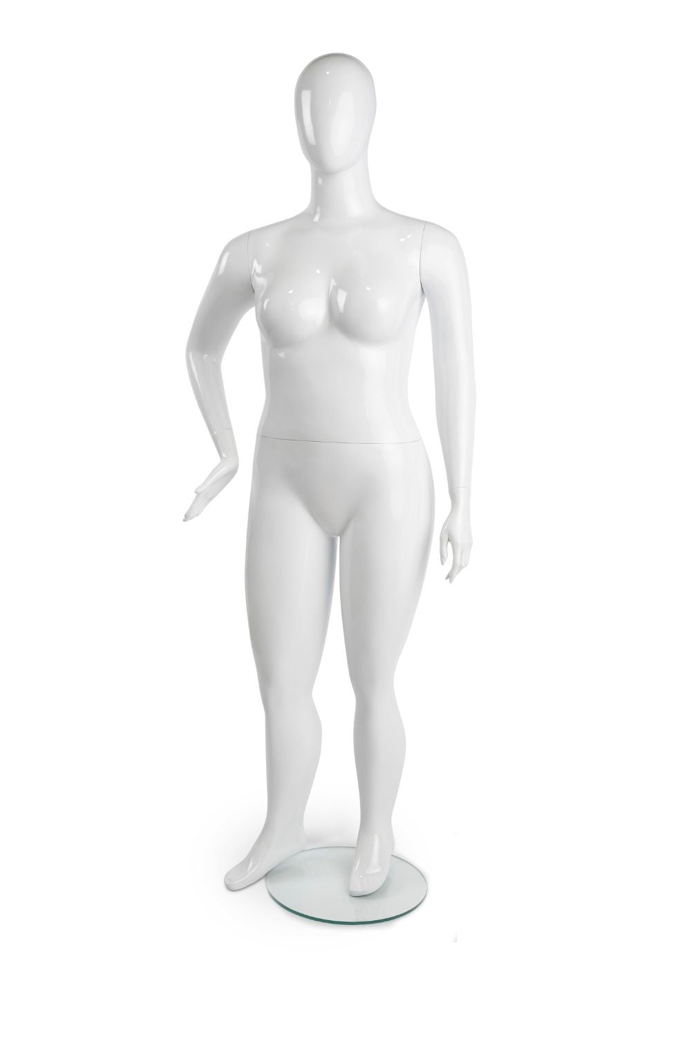 Mannequin femme taille forte noir ou blanc lustré, base ronde en verre - Mannequin femme - Mobico Canada