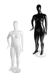 Mannequin femme taille forte noir ou blanc lustré, base ronde en verre - Mannequin femme - Mobico Canada