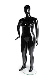 Mannequin femme taille forte noir ou blanc lustré, base ronde en verre - Mannequin femme - Mobico Canada