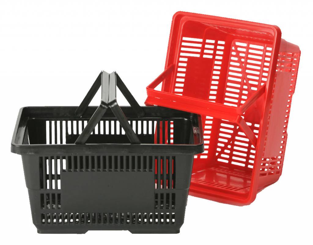 Panier de magasinage 28 litres en plastique 18 - 7/8"x 12 - 3/4"x 9 - 7/8"H /2 poignées - Mobico Canada