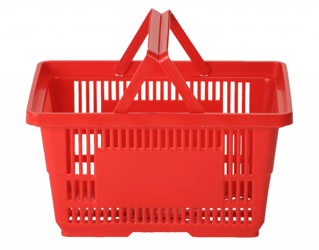 Panier de magasinage 28 litres en plastique 18 - 7/8"x 12 - 3/4"x 9 - 7/8"H /2 poignées - Mobico Canada