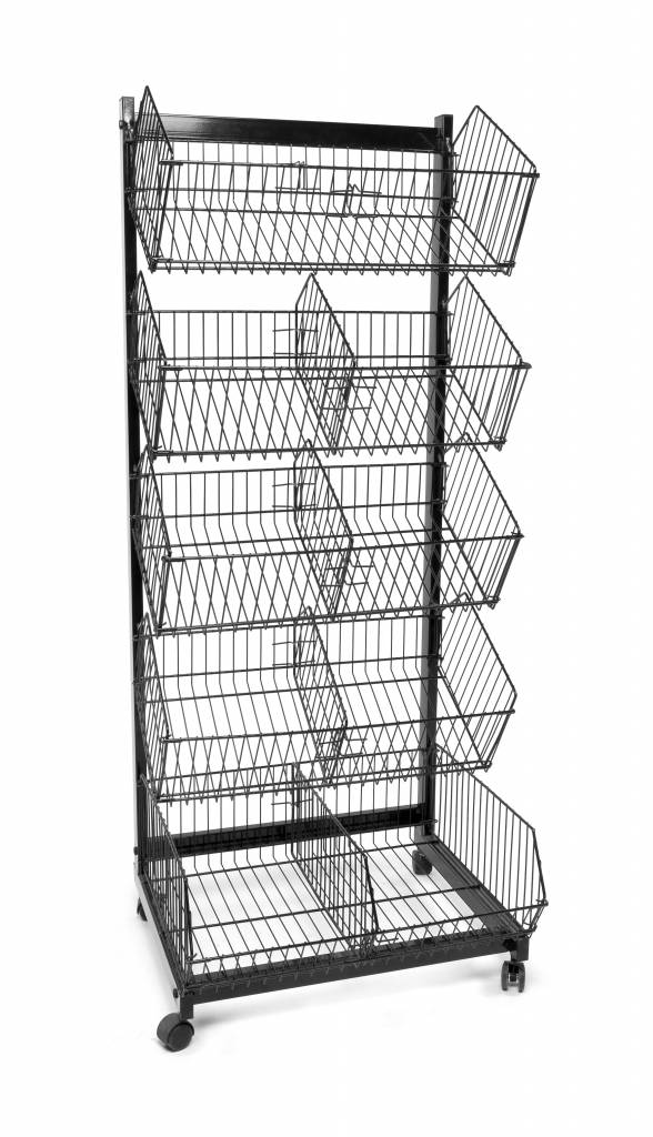 Paniers sur roues, 5 niveaux 23"x18"x57.5"H, noir ou blanc - Pharmacie - Mobico Canada