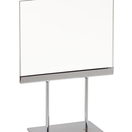 Porte - affiche horizontal en acrylique sur base chrome 7” x 5.5” H - Porte - affiche de comptoir - Mobico Canada